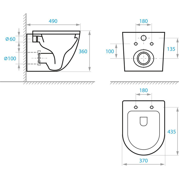 Безободковый подвесной унитаз Koller Pool Round Smart RN-0490-RW (с сиденьем), фото 5