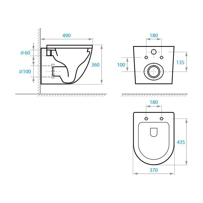 Безободковый подвесной унитаз Koller Pool Round Smart 1872570198 (RN-0490-RQ3, воронкообразный, с сиденьем), фото 5