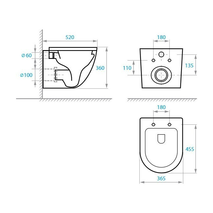 Безободковый подвесной унитаз Koller Pool Round 1822560698 (RN-0520-RQ-MB, черный матовый, воронкообразный, с сиденьем), фото 3