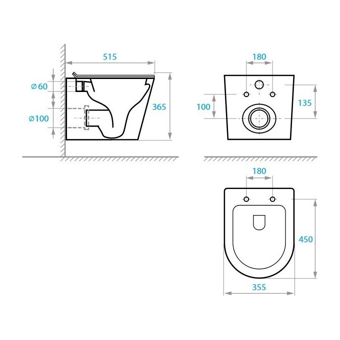 Безобідковий підвісний унітаз Koller Pool Orion 1820550698 (OR-0515-RW-MB, чорний матовий, з сидінням), Колір виробника: чорний матовий, фото , изображение 3