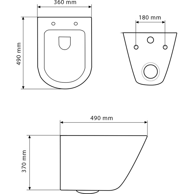 Безобідковий підвісний унітаз VBI Levanzo Black Matt VBI-020201 (чорний матовий, з сидінням), Колір виробника: чорний матовий, фото , изображение 7