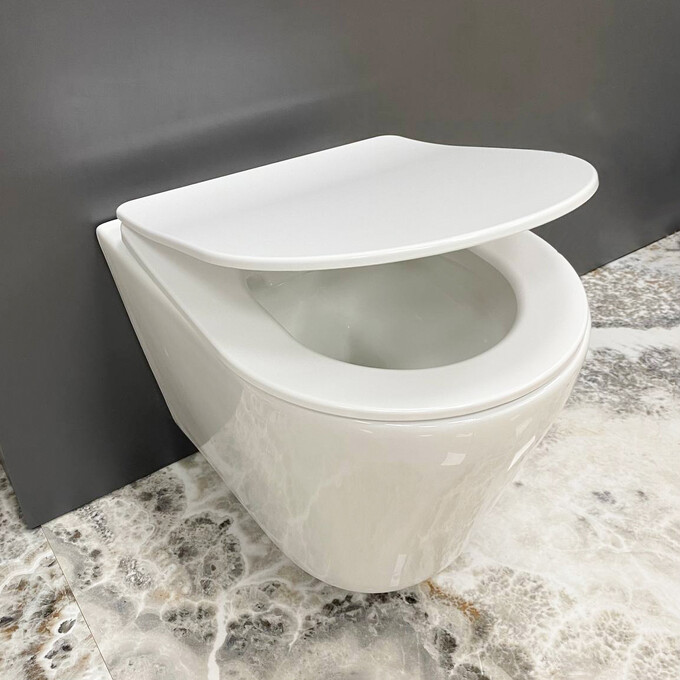 Безободковый подвесной унитаз VBI Levanzo White VBI-020200 (с сиденьем), Цвет производителя: белый глянец, фото 2