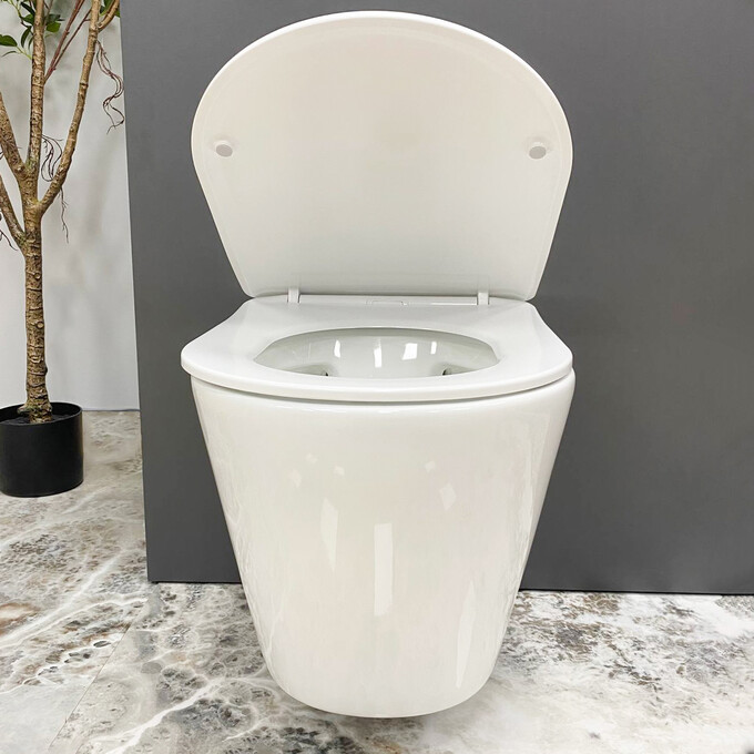 Безободковый подвесной унитаз VBI Levanzo White VBI-020200 (с сиденьем), Цвет производителя: белый глянец, фото 3