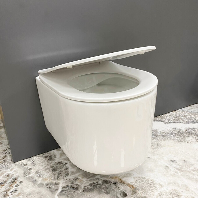 Безободковый подвесной унитаз VBI Tino White VBI-020600 (с сиденьем), фото 2