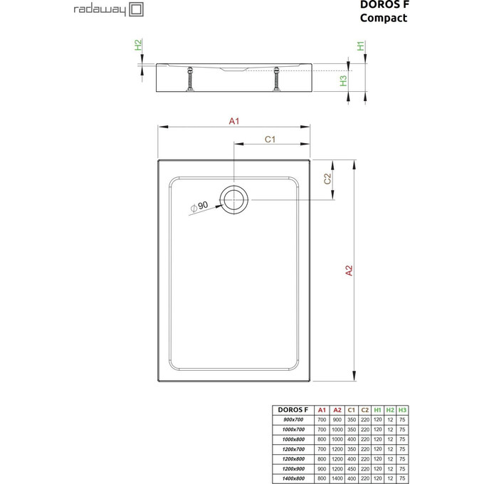 Душевой поддон Radaway Doros F Compact SDRFP1080-05 (100x80 см, с ножками), Доступные размеры: 100 x 80, Цвет производителя: белый, фото 2