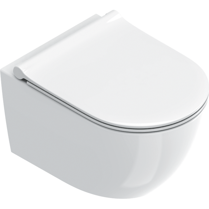 Безободковый подвесной унитаз Catalano Sfera 50 NewFlush 0511500001+0551200001+9056060000 (воронкообразный, с сиденьем), фото 