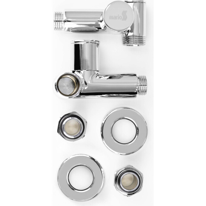 Кран угловой для полотенцесушителя Mario 4.0.0500.55.P (4820111354320, 1/2"x1/2", хром/белый глянец/черный мат/золото, под ТЭН), фото 4