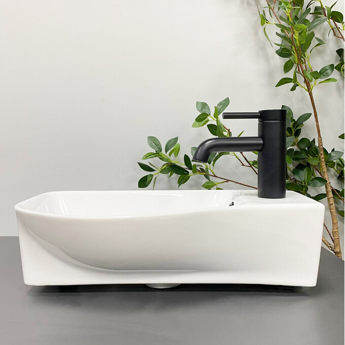 Умивальник VBI Fermo L White VBI-015609 (45x24 см, ліва чаша), Доступні розміри: 45 x 24 L, фото , изображение 3