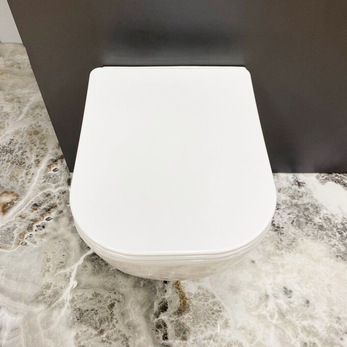 Безободковый подвесной унитаз VBI Lido White VBI-020500 (с сиденьем), фото 4