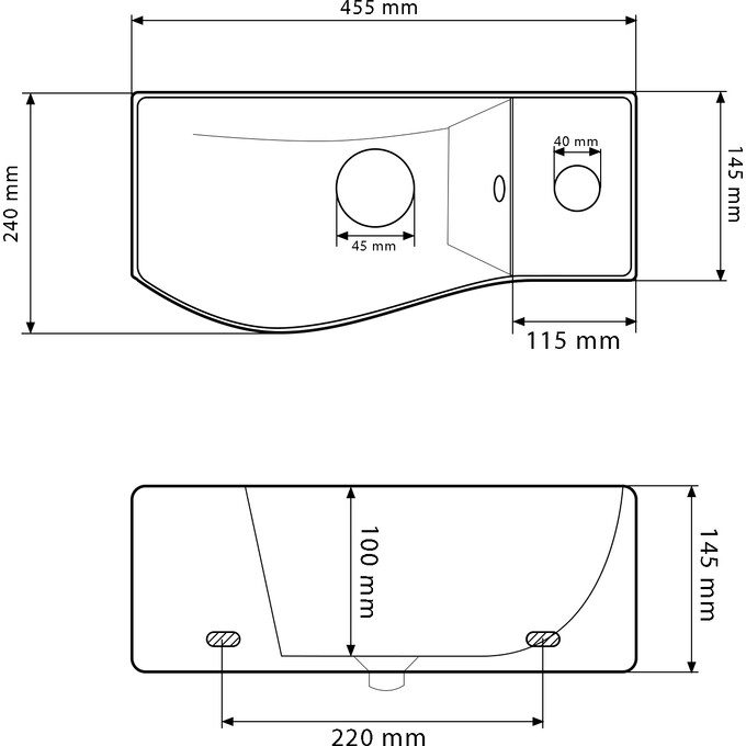 Умивальник VBI Fermo L White VBI-015609 (45x24 см, ліва чаша), Доступні розміри: 45 x 24 L, фото , изображение 5