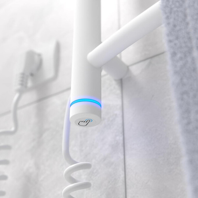 Электрический полотенцесушитель Laris Зебра Классик ЧК8 S3 73207862 (500x800, белый глянцевый, левый, сенсорный, с программатором), Доступные размеры: 500 x 800, Подключение полотенцесушителя: левое, фото 2