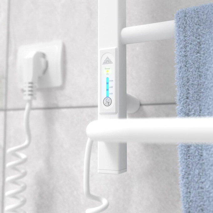 Электрический полотенцесушитель Laris Зебра Комфорт ЧК8 R3 73207784 (500x800, белый матовый, левый, с программатором, с полкой), Доступные размеры: 500 x 800, Подключение полотенцесушителя: левое, фото 2