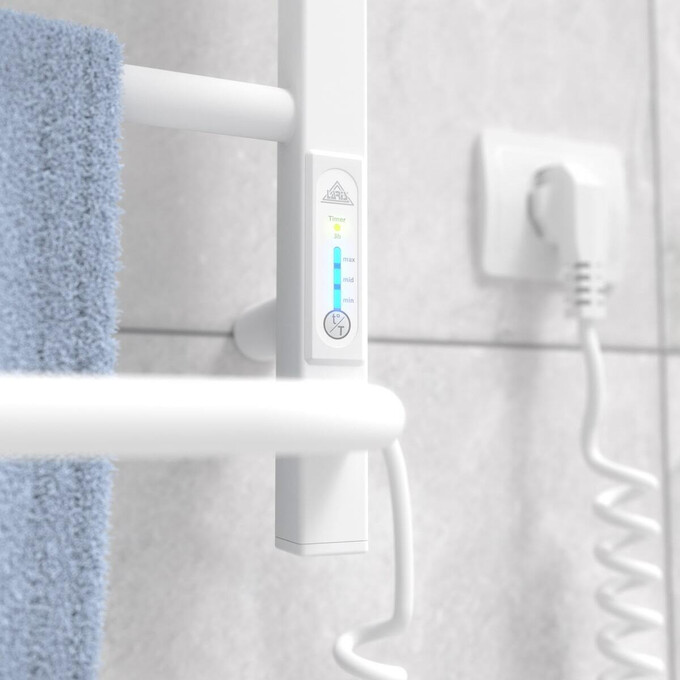 Электрический полотенцесушитель Laris Зебра Комфорт ЧК8 R3 73207785 (500x800, белый матовый, правый, с программатором, с полкой), Доступные размеры: 500 x 800, Подключение полотенцесушителя: правое, фото 2