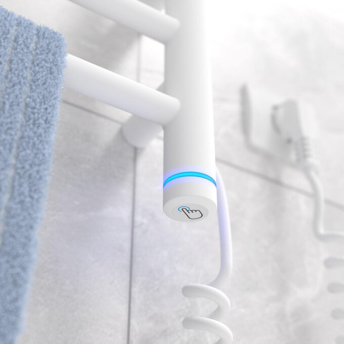 Электрический полотенцесушитель Laris Зебра Прайм ЧК4 S3 73207865 (400x300, белый глянцевый, правый, с программатором), Доступные размеры: 400 x 300, Цвет производителя: белый глянец, Подключение полотенцесушителя: правое, фото 2