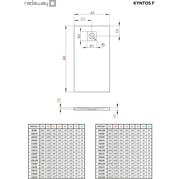 Душевой поддон Radaway Kyntos F White HKF9080-04 (90x80 см, белый матовый), Доступные размеры: 90 x 80, Цвет производителя: белый матовый, фото 4
