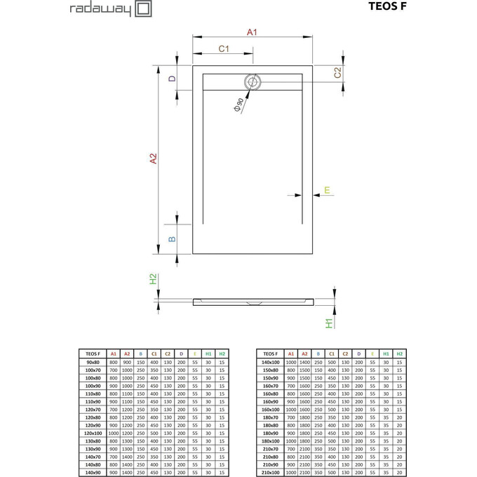 Душевой поддон Radaway Teos F White HTF120100-04 (120x100 см, белый матовый), Доступные размеры: 120 x 100, Цвет производителя: белый матовый, фото 2