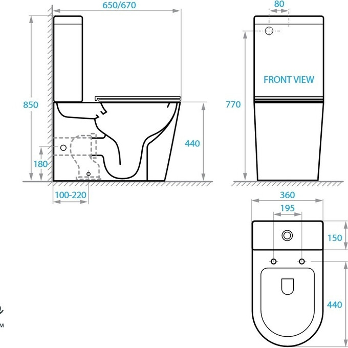 Безободковый унитаз-компакт Koller Pool Grace 1808560199 (GR-0650-RQ-C+GR-0650-RQ-T, воронкообразный, с сиденьем), Цвет производителя: белый, фото 4