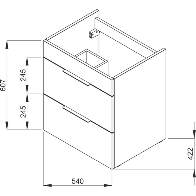 Тумба с умывальником Roca Suit A85118A806 (54 см, белая глянцевая, подвесная), фото 2