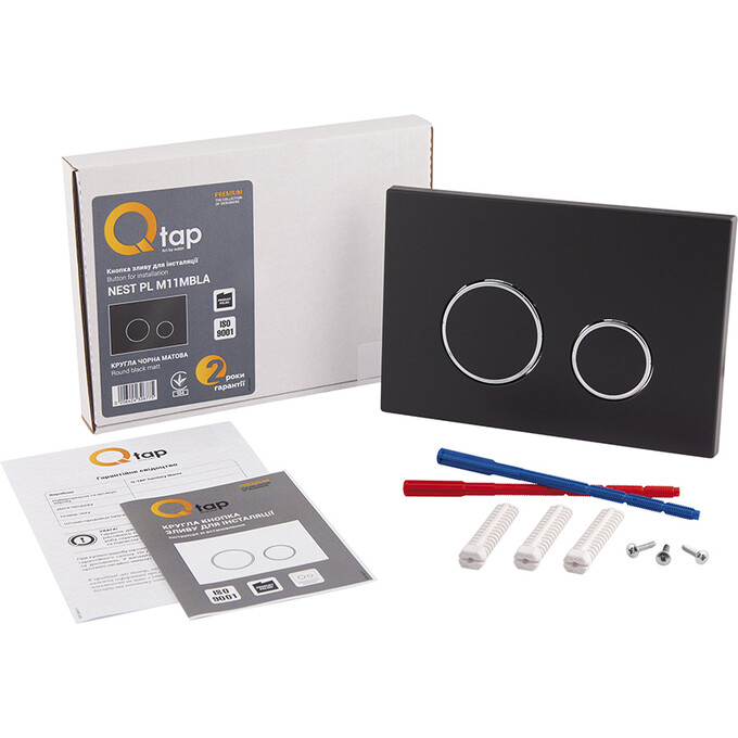 Комплект унитаз с инсталляцией 4 в 1 Qtap QT2533076EUQMB46176: подвесной унитаз с сиденьем Gemini QT2533076EUQMB + инсталляция Nest ST QT0133M425 + клавиша смыва Nest QT0111M11V1146MB + звукоизоляционная прокладка, Цвет производителя: черный матовый, фото 24