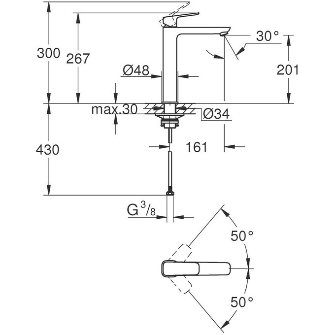 Смеситель для умывальника Grohe Cubeo XL-Size Chrome 1017290000 (хром, высокий), Цвет производителя: хром, фото 5