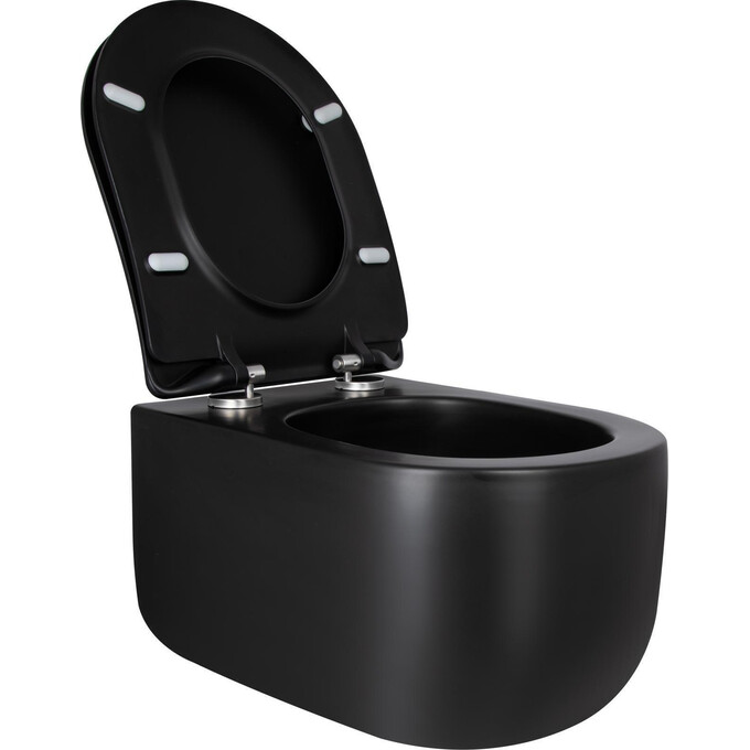 Комплект унитаз с инсталляцией 4 в 1 Qtap QT2433084EUQMB46183: подвесной унитаз с сиденьем Taurus QT2433084EUQMB + инсталляция Nest ST QT0133M425 + клавиша смыва Nest QT0111M06028CRM + звукоизоляционная прокладка, фото 4