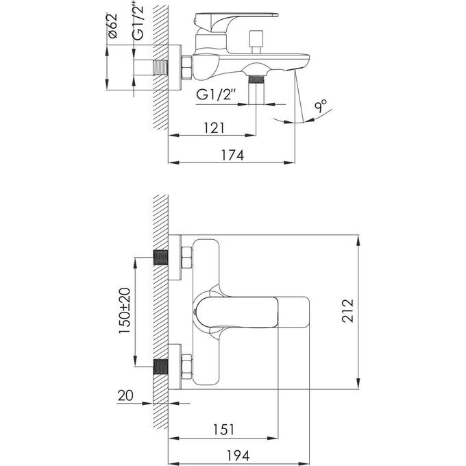 Смеситель для ванны Imprese Lednice Chrome f03207901BA, фото 5