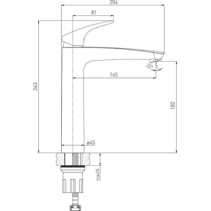 Змішувач для умивальника Volle Orlando Chrome 1525.010201 (високий), фото , изображение 3