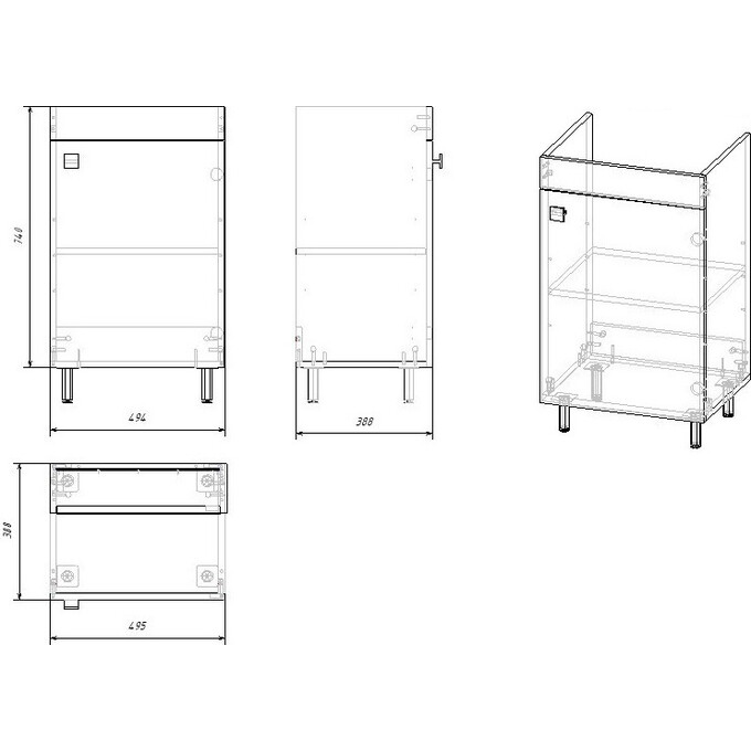 Тумба RJ Atlas с умывальником RJ Jenor RJFU005-13OK (RZJ510, 50 см, дуб, напольная), Доступные размеры: 50, Цвет производителя: дуб, фото 4