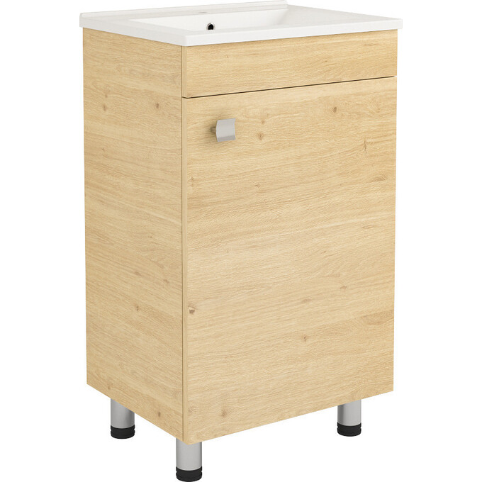 Тумба RJ Atlas с умывальником RJ Jenor RJFU005-13OK (RZJ510, 50 см, дуб, напольная), Доступные размеры: 50, Цвет производителя: дуб, фото 2