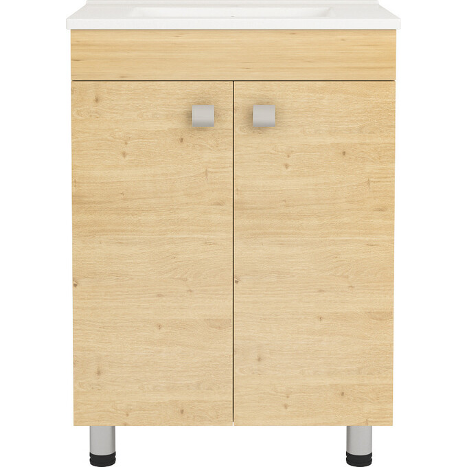 Тумба RJ Atlas з умивальником RJ Jenor RJFU005-14OK (RZJ610, 60 см, дуб, підлогова), Доступні розміри: 60, Колір виробника: дуб, фото 