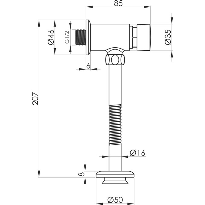 Кран для пісуару RJ RJFA000-01CH, фото , изображение 2