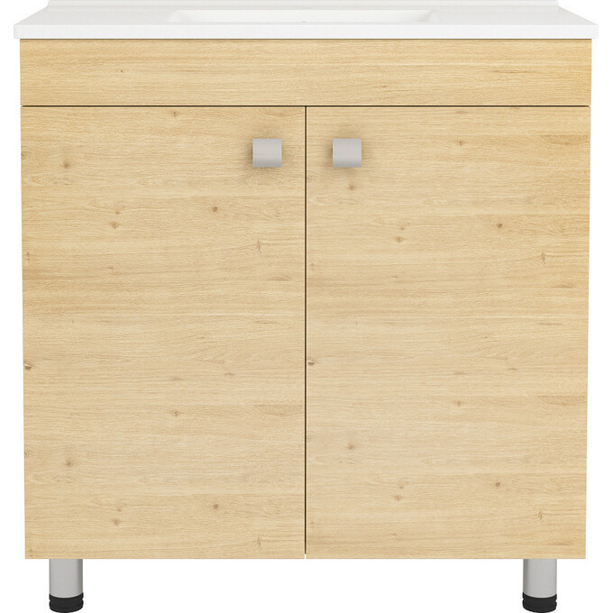 Тумба RJ Atlas з умивальником RJ Jenor RJFU005-15OK (RZJ815, 80 см, дуб, підлогова), Доступні розміри: 80, Колір виробника: дуб, фото 