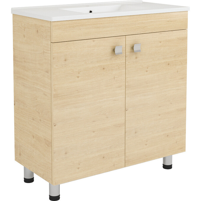 Тумба RJ Atlas з умивальником RJ Jenor RJFU005-15OK (RZJ815, 80 см, дуб, підлогова), Доступні розміри: 80, Колір виробника: дуб, фото , изображение 2