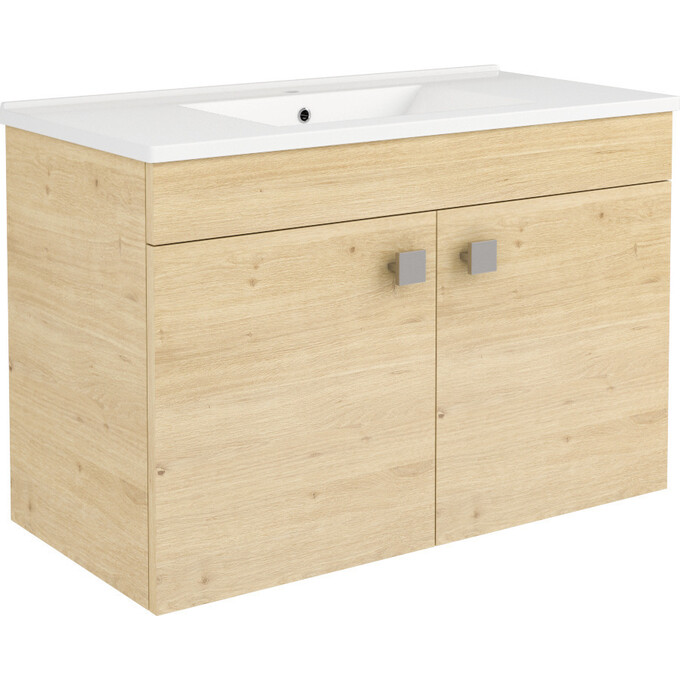 Тумба RJ Atlas з умивальником RJ Jenor RJFU005-12OK (RZJ815, 80 см, дуб, підвісна), Доступні розміри: 80, Колір виробника: дуб, фото 