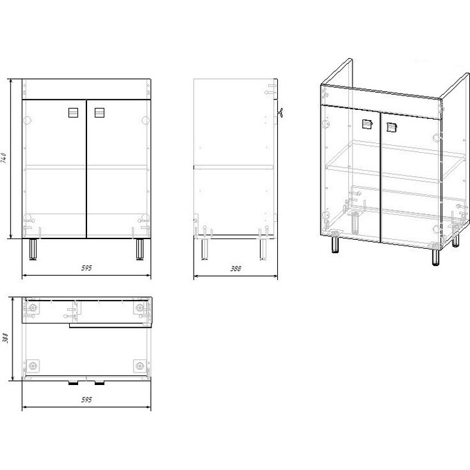Тумба RJ Atlas з умивальником RJ Jenor RJFU005-14OK (RZJ610, 60 см, дуб, підлогова), Доступні розміри: 60, Колір виробника: дуб, фото , изображение 4