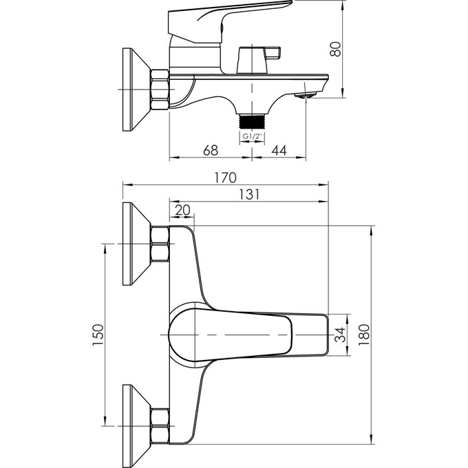 Змішувач для ванни RJ Vero Chrome RJFA062-02CH (з лійкою та шлангом), фото , изображение 3