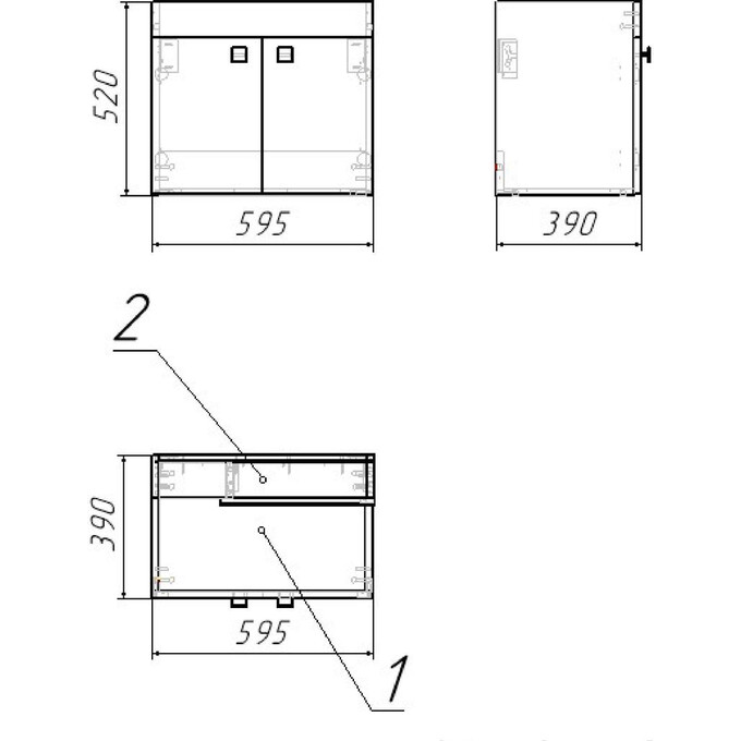 Тумба RJ Atlas с умывальником RJ Jenor RJFU005-11OK (RZJ610, 60 см, дуб, подвесная), Доступные размеры: 60, Цвет производителя: дуб, фото 6