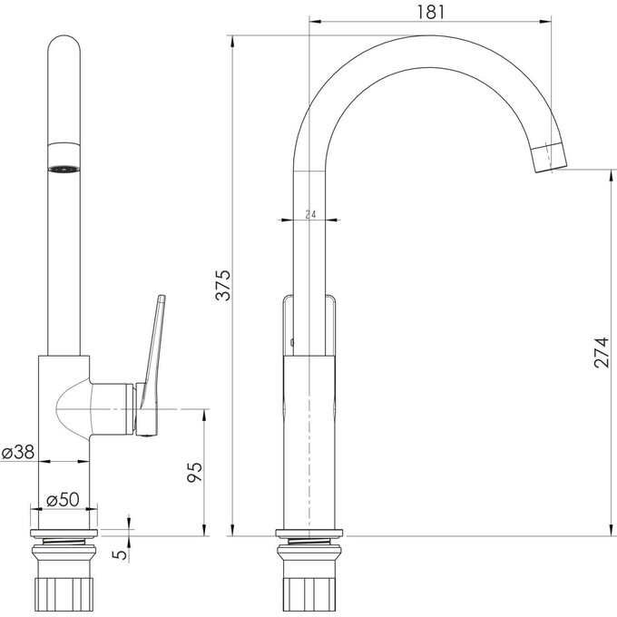 Змішувач для кухні RJ Tatra Chrome RJFA088-02CH, фото , изображение 2