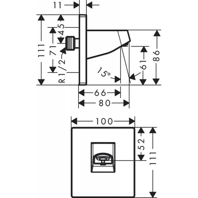 Кронштейн душевой Hansgrohe Pulsify Black Matt 24139670 (черный матовый), Цвет производителя: черный матовый, фото 2