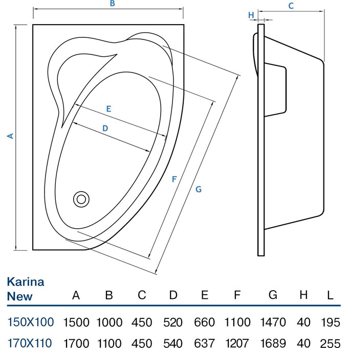 Акриловая ванна Koller Pool Karina New KARINANEW170X110R (170x110 см, правосторонняя), фото 3