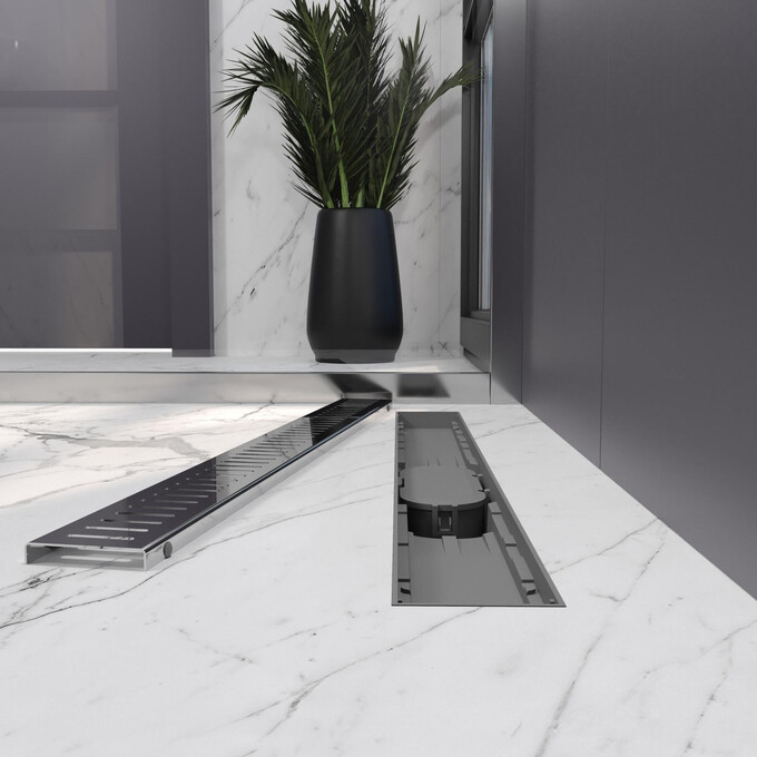 Линейный трап Koller Pool Aqua AQL0700 (70 см, с решеткой Line), Цвет производителя: хром, Доступные размеры: 70, фото 3