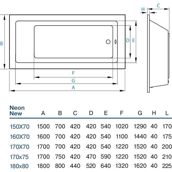 Акриловая ванна Koller Pool Neon New NEONNEW180X80 (180x80 см), Доступные размеры: 180 x 80, фото 4