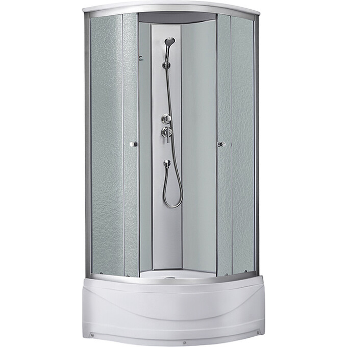 Душевой бокс Kroner KRP Enzo EnzoWDCTF9090 (WD.C.T.F. 90x90 см, стекло матовое, профиль сатин, с поддоном), Цвет производителя: матовое рифленое стекло, фото 