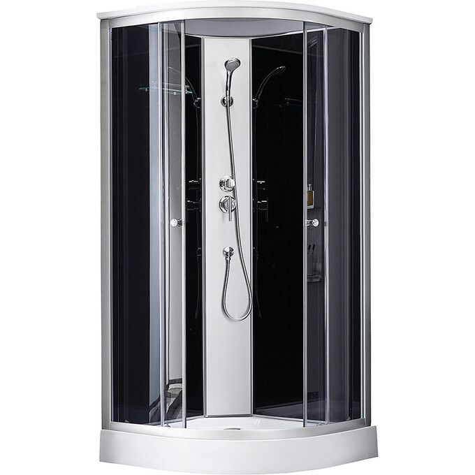 Душевой бокс Kroner KRP Enzo EnzoSDCFG9090 (SD.C.F.G. 90x90 см, стекло тонированное, профиль сатин, с поддоном), Цвет производителя: тонированное стекло, фото 