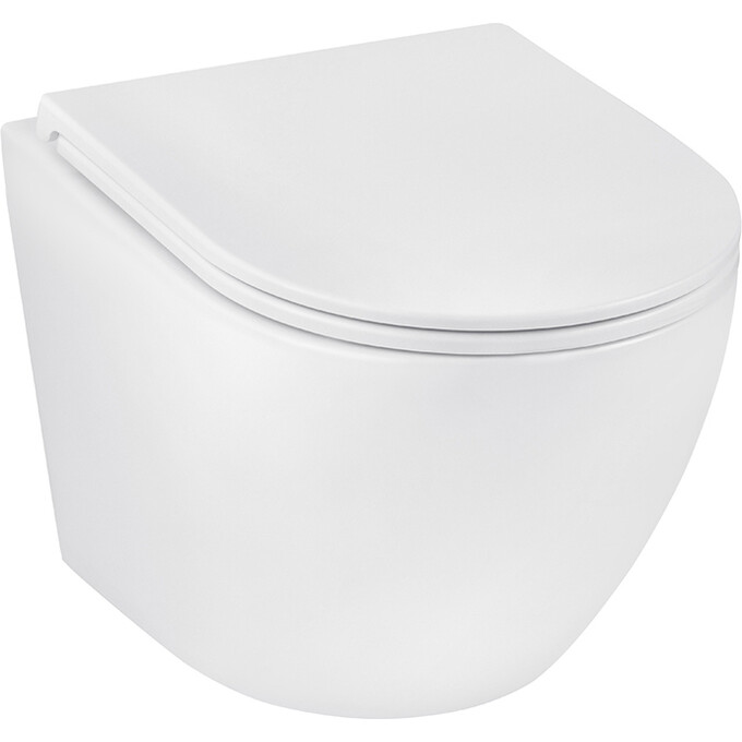 Безободковый подвесной унитаз Kroner Harz WHI493736 (KH493736WHIR, с сиденьем), фото 