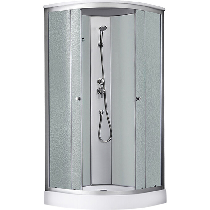 Душевой бокс Kroner KRP Enzo EnzoWDCFF9090 (WD.C.F.F. 90x90 см, стекло матовое, профиль сатин, с поддоном), Цвет производителя: матовое рифленое стекло, фото 