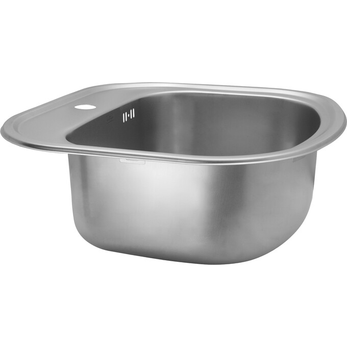 Кухонна мийка Kroner KRP Satin 4749 (Satin-4749080180, 49x47 см, 0.8 мм, з сифоном), фото , изображение 3