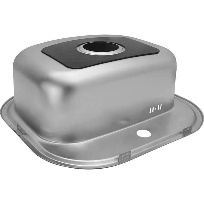 Кухонна мийка Kroner KRP Satin 4749 (Satin-4749080180, 49x47 см, 0.8 мм, з сифоном), фото , изображение 4