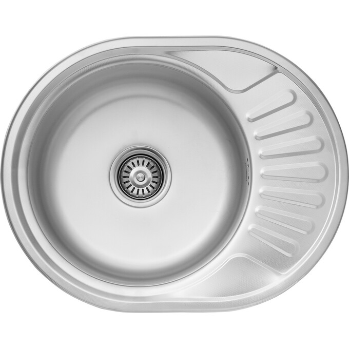 Кухонна мийка Kroner KRP Dekor 5745 (Dekor-574506160, 57x45 см, 0.6 мм, з сифоном), Тип поверхні: декор (рифленая), фото 