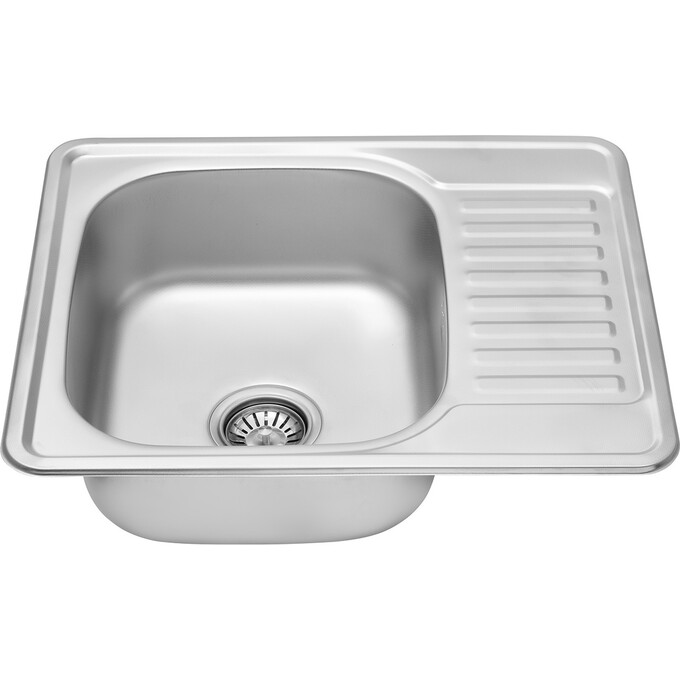 Кухонная мойка Kroner KRP Dekor 5848 (Dekor-584808180, 58x48 см, 0.8 мм, с сифоном), Тип поверхности: декор (рифленая), фото 4